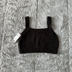 Fleece/knit cropped tank top